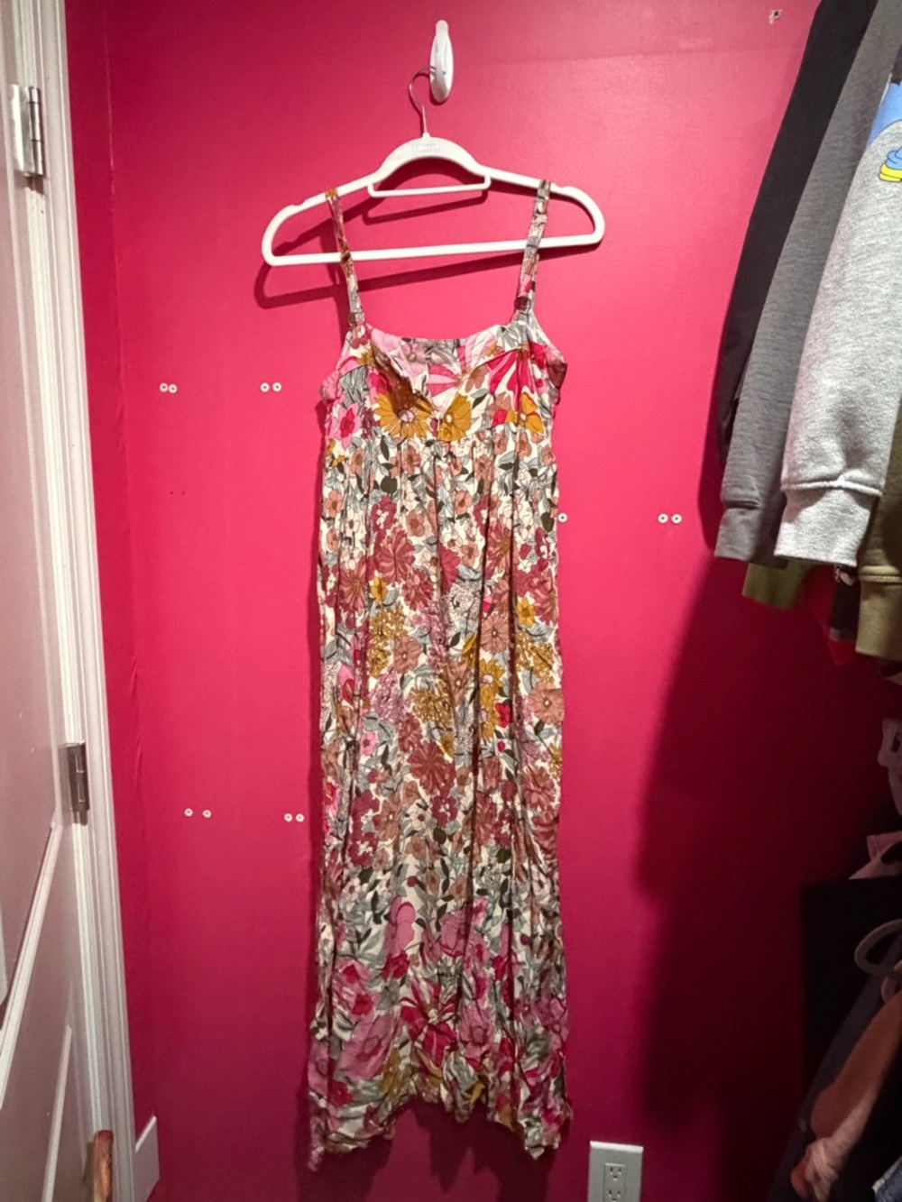 Floral Flowy Maxi Dress with Adjustable Straps. Maternity, Summer, Spring